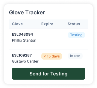 Screenshot showing glove tracker on Axle platform.